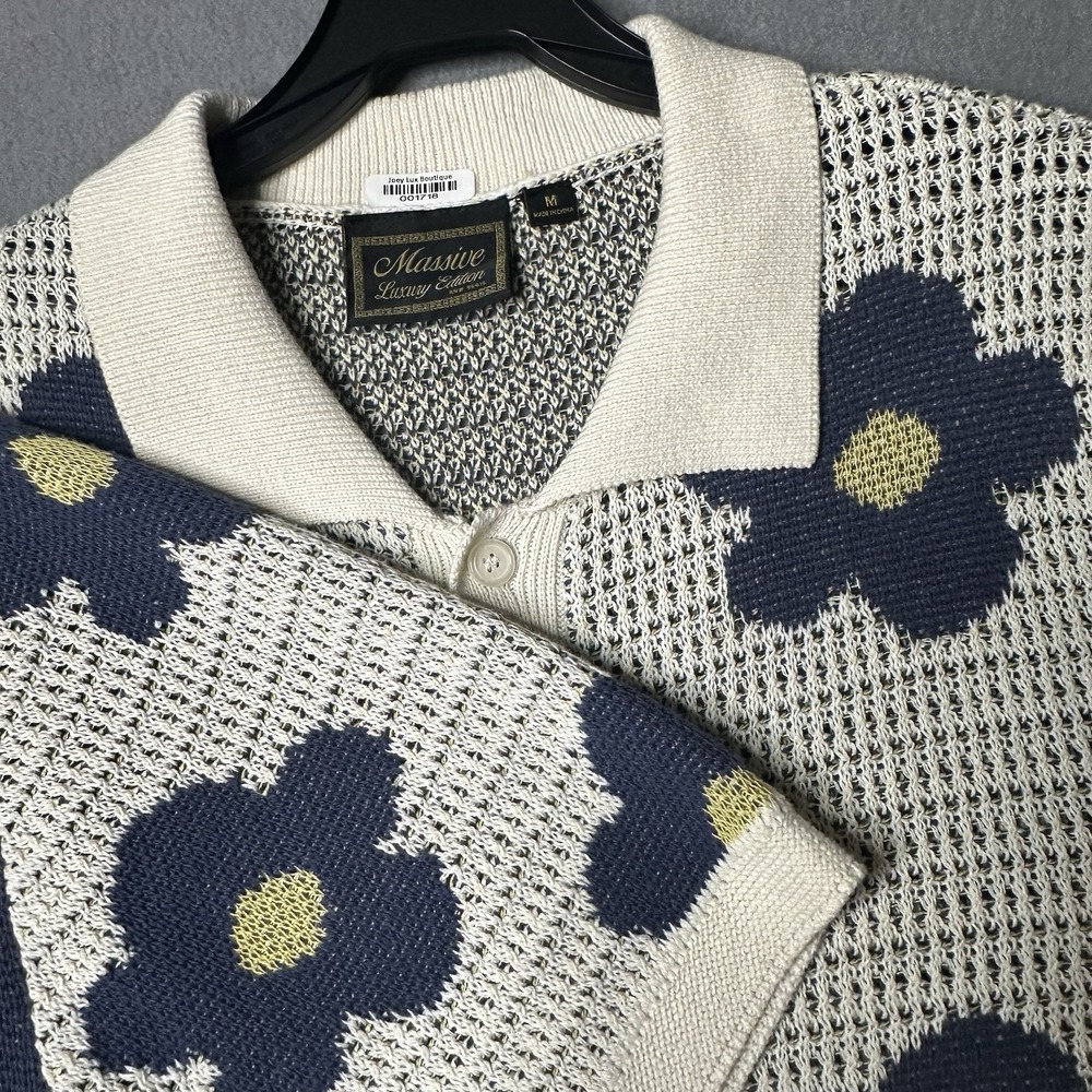 Massive Luxury Crochet Cardigan Mens Floral Small/Medium/ Large Preppy Retro